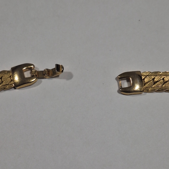 Vtg Gold Tone Clear Rhinestones Cocktail Collar Necklace 16.5" Foldover Clasp - Picture 10 of 14